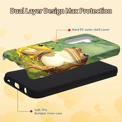Golden Frogs Phone Case for Samsung Galaxy S25, Dual Layer Shockproof Rugged Cover with Soft TPU + Hard PC, Anti-Scratch Slim Fit Wireless Charging Compatible - color: Golden Frogs, size: 6.2" Galaxy S25