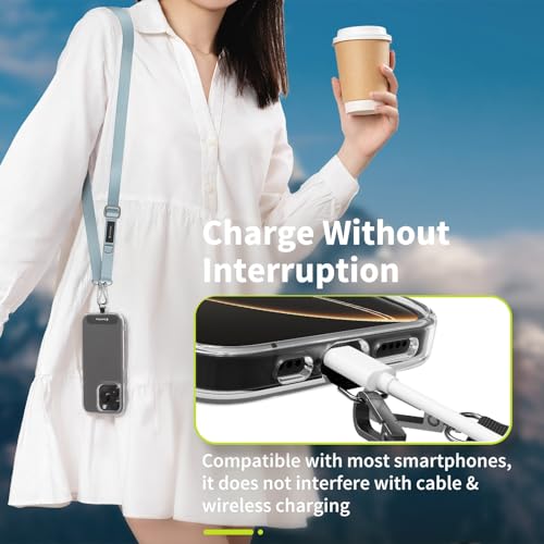 SWITCHEASY 20mm Adjustable Crossbody Phone Strap Compatible with Most Phones, Anti-Theft & Ant-Drop, Hands Free for Phone Lanyard Crossbody with Strap Card Phone Tether Tab - EasyStrap (Sea Foam) - color: Sea Foam, size: 20mm