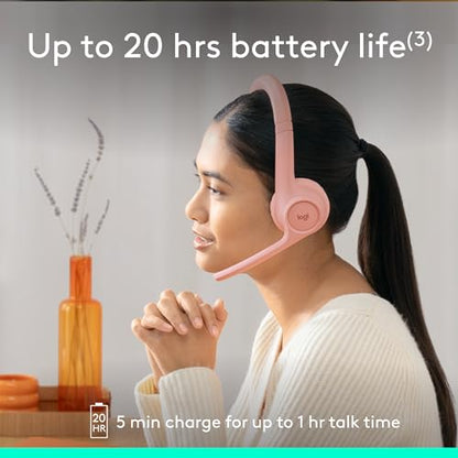 Logitech Zone 300 Wireless Bluetooth Headset with Noise Canceling - Rose - color: Rose