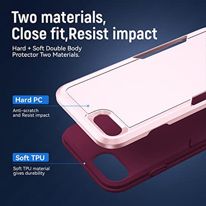 for iPhone SE Case 2022(3rd)/2020(2nd)/iPhone 7/8 Case, with Screen Protector,[Military Grade Drop Tested] Heavy-Duty Tough Rugged Shockproof Protective Phone Case, Pink - color: Pink
