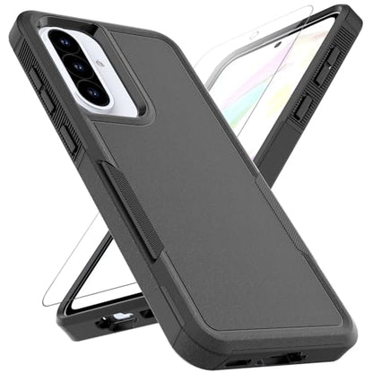 for Samsung Galaxy A37 / Galaxy A36 5G / Galaxy A57 5G Case: Dual Layer Protective Heavy Duty Cell Phone Cover Shockproof Rugged with Screen Protector - Military Protection Bumper Tough, Black - color: Black (PC) + Black (TPU)