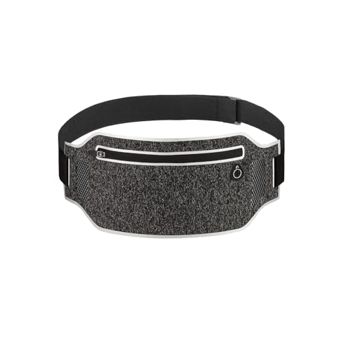 Running belt,Slim Running Waist Fanny Pack Runner Exercise Phone Belt Hip Pouch Bag for Women Men iphone Samsung (Black Grey) - color: Black Grey