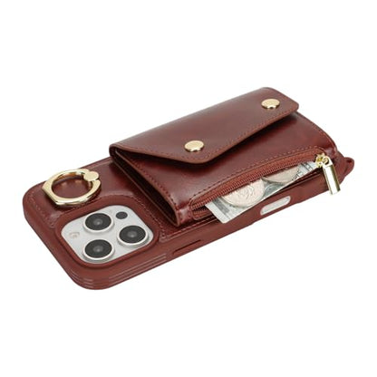 Lipvina Crossbody Wallet Case for iPhone 16 Pro,Dark Brown - color: 06-Dark Brown, size: iPhone 16 Pro 6.3"