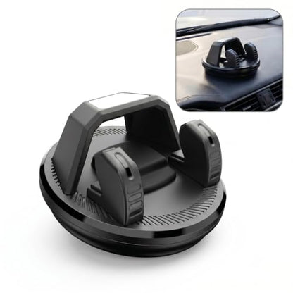 Car Phone Holder Mount, Car Dashboard Phone Holder, Anti-Slip Waterproof Navigation Mount with Wider Silicone Base, Rotatable One-Hand Operation Bracket, Universal for Most Phones (Black)