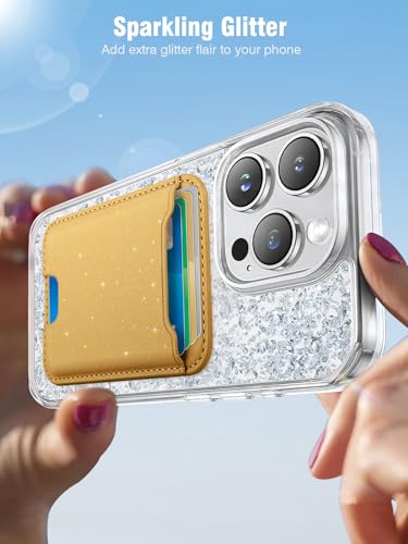 TopMade for Magsafe Wallet, 4 Card Holder, Strongest Magnetic Phone Wallet - color: Glitter Yellow