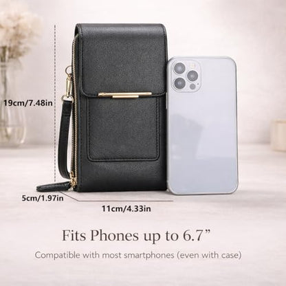 Touch Screen Phone Crossbody Bag, Waterproof PU Leather with Adjustable Shoulder Straps, for Women Outdoor, Travel - color: Pink