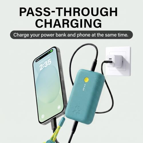 Nimble Champ Portable Charger, 10000mAh Power Bank, 20W Dual USB-C Charging - color: Shorebreak Blue