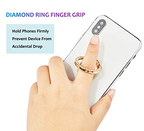 Glitter Bling Bling Phone Ring Holder,Sparkle Phone Ring Artificial Diamond Kickstand,Rhinestone Cell Phone Finger Ring Grip for Women for Almost All Phones,Pad(Gold) - color: Gold B