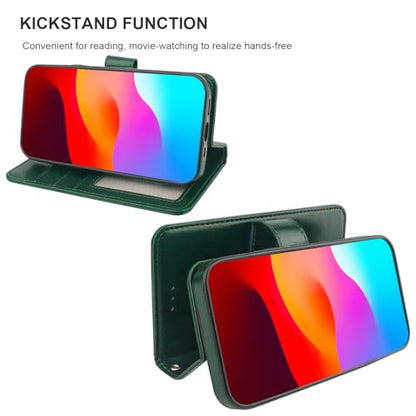 Bocasal Detachable Wallet Case Card Holder for iPhone 15 Pro Max Green | RFID Blocking Kickstand Card Slots Holder PU Leather Magnetic Shockproof Wrist Strap Removable Flip Protective Cover 6.7 inch - color: Green