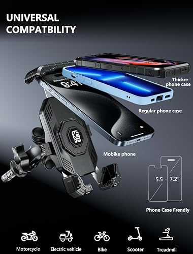 Kewig Motorcycle Fork Stem Phone Mount Holer with Vibration Dampener