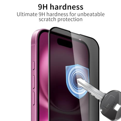 2 Pack Privacy Screen Protector for iPhone 16 Plus with 2 Pack Camera Lens Protector, 9H Hardness Double Shatterproof Anti-Spy Tempered Glass Film, Easy Installation - size: iPhone 16 Plus