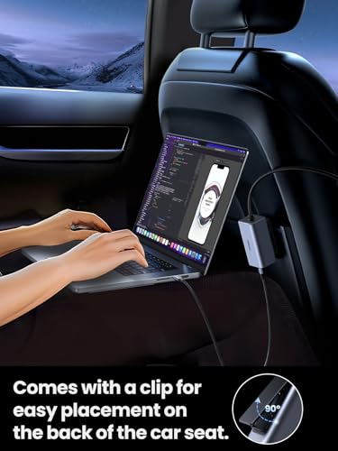UGREEN 150W 4-Port Retractable Car Charger with Built-in Cable