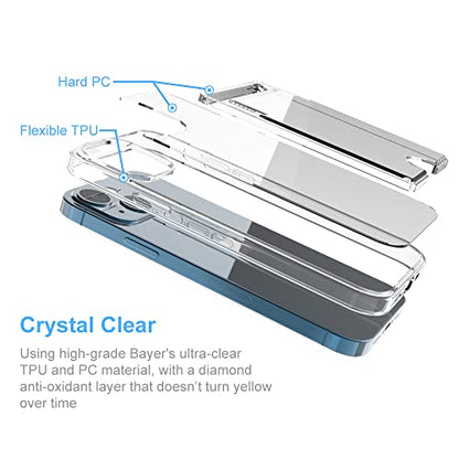 【Upgrade】 for iPhone 13 Clear Wallet Case, Anti-Yellowing Slim Fit Thin TPU Bumper + PC Back Case with 2 Cards Holder - color: Clear, size: iPhone 13