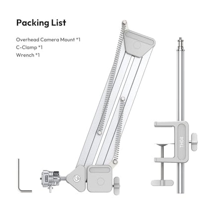 ULANZI TH04 Overhead Camera Mount with Magic Arm and 1/4" Ball Head, 360° Rotatable Camera Desk Mount, Desk Tripod with Uka Quick Release Setup for DSLR Cameras/Webcam/iPhone/Ring Light/Microphone