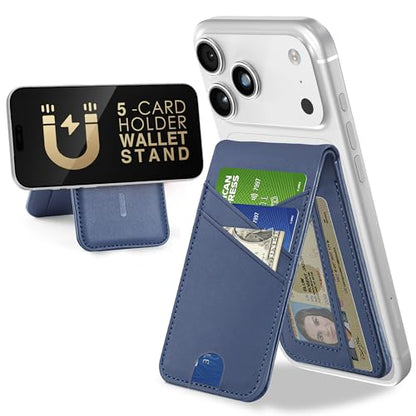 for MagSafe Wallet Magnetic iPhone Card Holder with Adjustable Stand, Blue - color: Blue