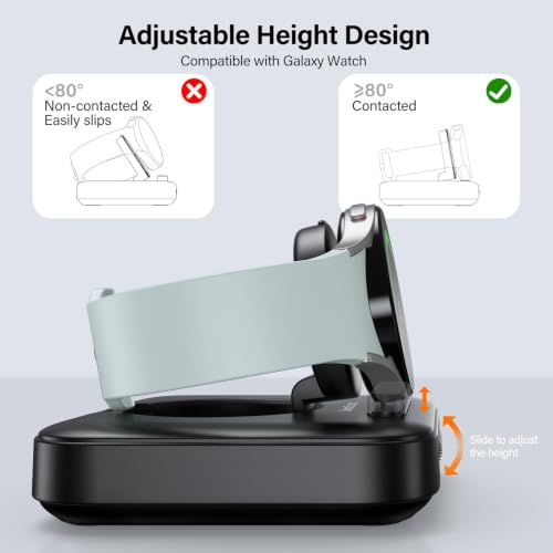 Portable Charger for Samsung Watch 8/Ultra/7/6, 1800mAh Charger for Travel - color: Black