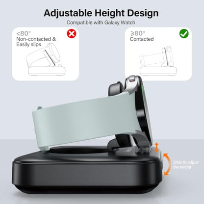 Portable Charger for Samsung Watch 8/Ultra/7/6, 1800mAh Charger for Travel - color: Black