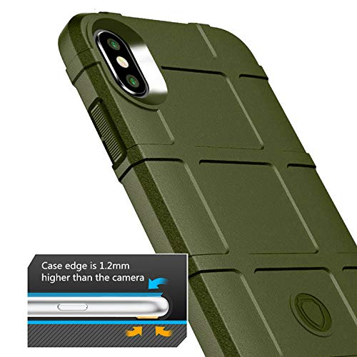 for iPhone Xs/X case, (Rugged Shield Series) TPU Thick Solid Armor Tactical Protective Cover Case for iPhone Xs/X (5.8 inches) - Army Green - color: Army Green