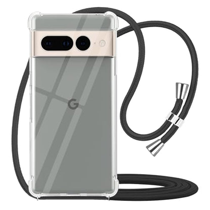 for Google Pixel 7 Pro Crossbody Case Shockproof Adjustable Lanyard Strap for Google Pixel 7 Pro Lightweight Crossbody Phone Case Soft TPU Bumper Protective Case Cover - Black - size: for Google Pixel 7 Pro