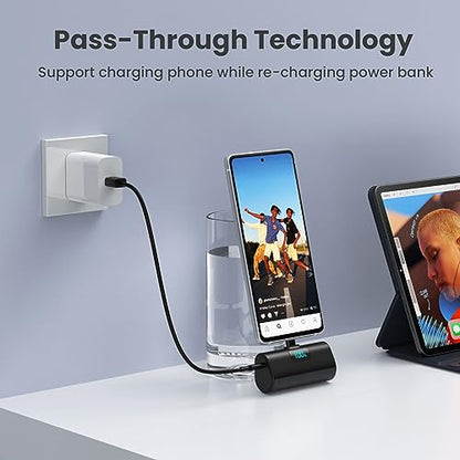[2-Pack]Portable Charger for iPhone 17/16/15 Series,Upgraded 6000mAh PD USB C Power Bank Built-in USB-C Connector, Battery Pack Compatible with iPhone 17/17 Pro/17 Pro Max/16/15 Series,Galaxy,Android - color: A-Black+White
