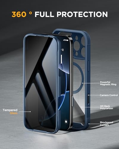 miracase Privacy for iPhone 16 Pro Max Case, 25° Anti-Spy, Blue - color: Blue, size: iPhone 16 Pro Max