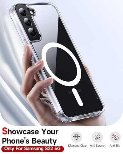 LeYi for Galaxy S22 Phone Case: [Mag-Safe Fit] with Raised Camera Guard, Matte Translucent Slim Translucent Soft-Touch Protective para Samsung S22 5G Case, Clear - color: Clear, size: Galaxy S22 (6.1 Inch)