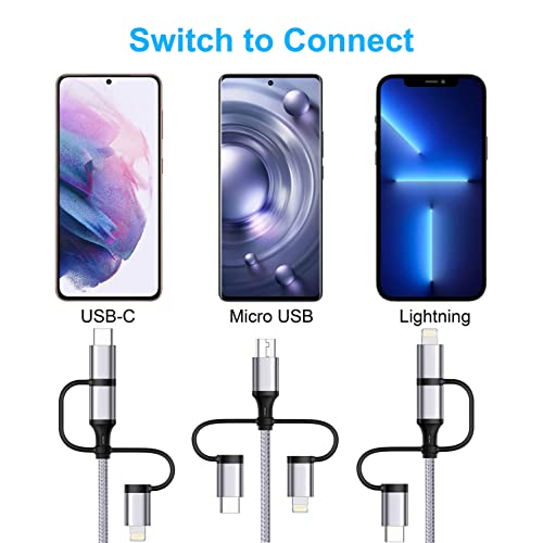 Multi Charging Cable [6ft 2Pack] 3 in 1 USB Charger Cable Nylon Braided