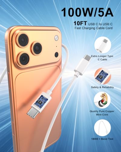 iPhone 17 16 Charger Fast Charging, 45W Dual USB C Charger Block and Cable