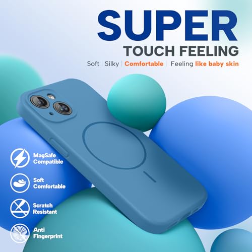 miracase Compatible with iPhone 15 Case, [Soft Anti-Scratch Microfiber Lining], Liquid Silicone Case Gel Rubber Shockproof Drop Protection Phone Case for iPhone 15, Capri Blue - color: Capri Blue, size: iPhone 15