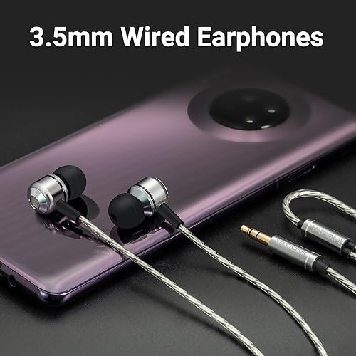 Wired Earbuds, in-Ear Headphones Wired with Pure Bass Sound, Noise Isolating 3.5mm Headphones Earbuds Cord, Lightweight Cord Earphones for Samsung,iPhone, Laptop,Tablet, MP3 and Other 3.5mm Devices