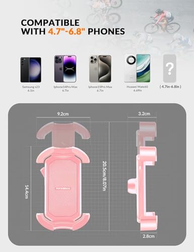 ROCKBROS Bike Phone Holder Security Lock Shockproof Bicycle Phone Mount 2PC - color: 2 Pack - Handlebar Mount Pink + White