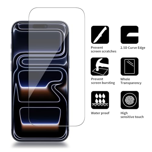 4 Pack Glass Screen Protector Compatible for iPhone 17 Pro Max 6.9 inch 2025 [9H Hardness]-HD Screen Tempered Glass, Scratch Resistant,Easy Install [Case Friendly] - size: iPhone 17 Pro Max