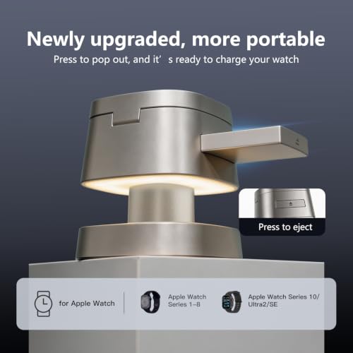4 in 1 Charging Station for Apple Devices, 3 in 1 Wireless Charger Stand with Night Light for iPhone 17/16/15/14/13/12 Pro Max, Watch AirPods, 15W MagSafe Magnetic Charging for Bedroom Office - color: Titanium‑Gray