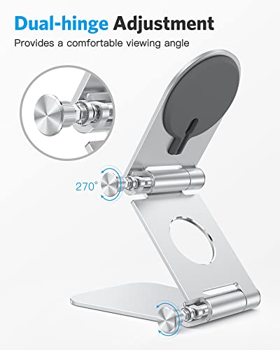 OMOTON MS02 Phone Stand for Magsafe Charger, Phone Holder for iPhone Silver