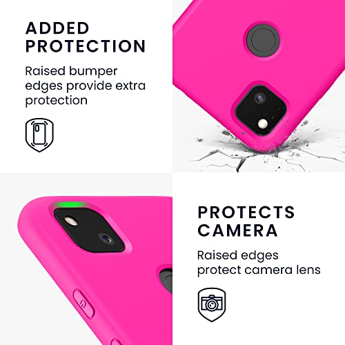 kwmobile Case Compatible with Google Pixel 4a Case - Slim Protective TPU Silicone Phone Cover - Neon Pink - color: neon pink