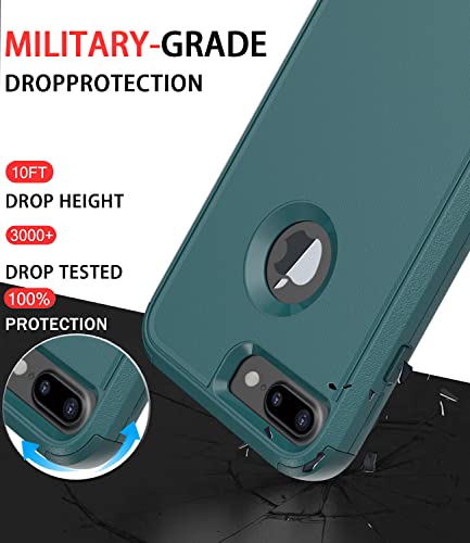 Diverbox for iPhone 8 Plus Case, iPhone 7 Plus Case [Shockproof] [Dropproof] [Dust-Proof],Heavy Duty Protection Phone Case Cover for Apple iPhone 8 Plus & 7 Plus (Dark Green) - color: Dark Green