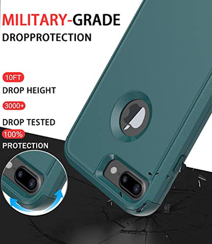 Diverbox for iPhone 8 Plus Case, iPhone 7 Plus Case [Shockproof] [Dropproof] [Dust-Proof],Heavy Duty Protection Phone Case Cover for Apple iPhone 8 Plus & 7 Plus (Dark Green) - color: Dark Green