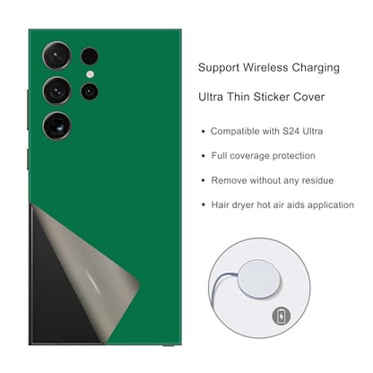 2 Pack Skin Wraps Compatible with Samsung Galaxy S24 Ultra (Green) - color: Green