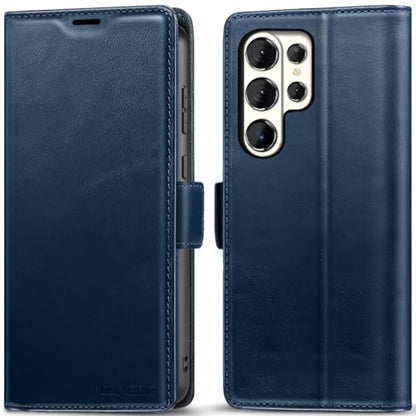 KEZiHOME Genuine Leather Wallet Case for Samsung Galaxy S26 Ultra Blue | Blue, RFID Blocking Card Holder, Kickstand, Magnetic Protective Phone Folio Cover, Compatible with S26 Ultra - color: Blue, size: Galaxy S26 Ultra Case