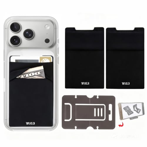 RFID Blocking Phone Card Wallet - Double Secure Pocket - Ultra-Slim Self Adhesive Credit Card Holder Card Sleeves Phone Wallet Sticker All Smartphones(Black)-2PC - color: Black