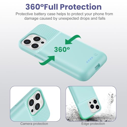 Feob Battery Case for iPhone 15 Pro, [2026 Upgraded] 7500mAh Slim Portable Smart Charging Case Rechargeable Protective Extended Charging Cover for iPhone 15 Pro-Green - color: Green
