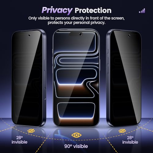 Maxdara 2 Pack for iPhone 17 Pro Max Privacy Screen Protector
