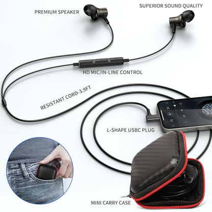 USB C Headphones Wired for iPad/iPhone 18 Pro Max Duo 17 Air 16 15 Plus - color: Gunmetal