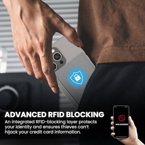CODE 118 Wallet for Men - Slim Minimalist Aluminum Magnetic Card Holder - RFID Blocking Front Pocket Mag Safe Wallet with Strong Magnet Attachment (Brushed Grey) - color: Brushed Grey
