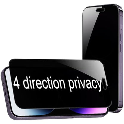 2 Pack 360 Degree Privacy Tempered Glass for iPhone 14 Pro Max Anti-Spy 4 Directions Screen Protector Film 4 Sides Anti-Peeping 6.7 inch - size: For iPhone 14 Pro Max