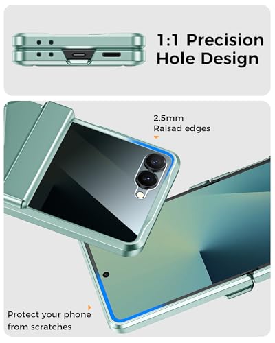 GooseBox for Samsung Galaxy Z Flip 7 Case,Built-in Privacy Screen Protector&Hinge Protection Shockproof All-Inclusive Smartphone Cover for Samsung Galaxy Z Flip 7(Mint Green) - color: Flip7-Mint Green FKP