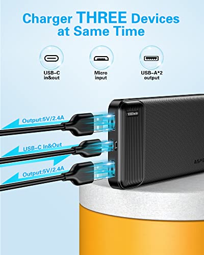 AsperX 2 Pack 10000mAh Portable Charger Dual USB Power Bank Battery Pack - color: Black+Black