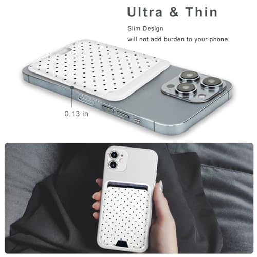 for MagSafe Wallet,Magnetic Card Holder for Phone Case - color: White Polka Dots