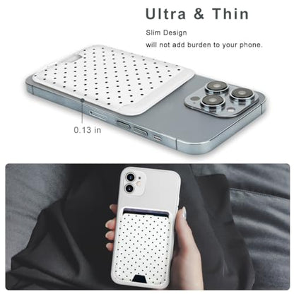 for MagSafe Wallet,Magnetic Card Holder for Phone Case - color: White Polka Dots