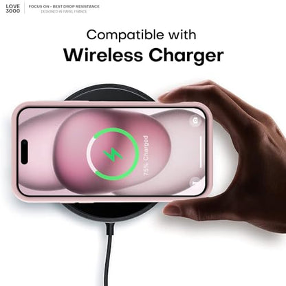 LOVE 3000 Compatible with iPhone 15 Case, [Smooth Silicone Full Coverage Camera] [8ft Drop Protection], Soft Microfiber Lining Full Body Protective Case for iPhone 15 6.1 inch - Pink Sand - color: Pink Sand, size: iPhone 15 6.1inch